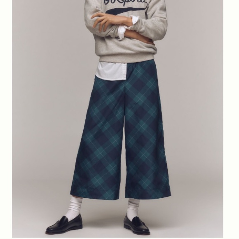 Maeve Taffeta Cropped Wide-Leg Pants